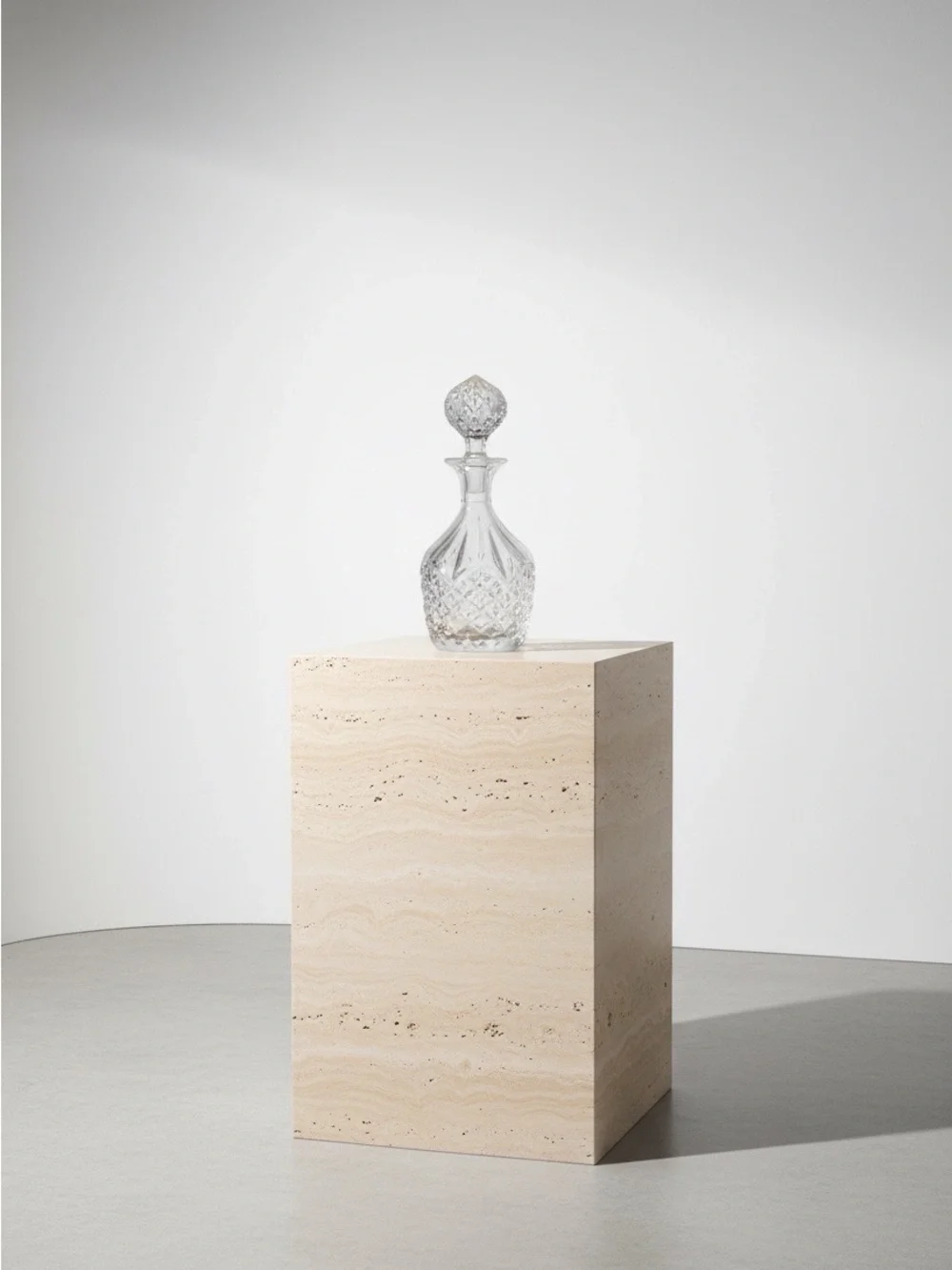 Cut Crystal Decanter with Stopper - Clear Glass